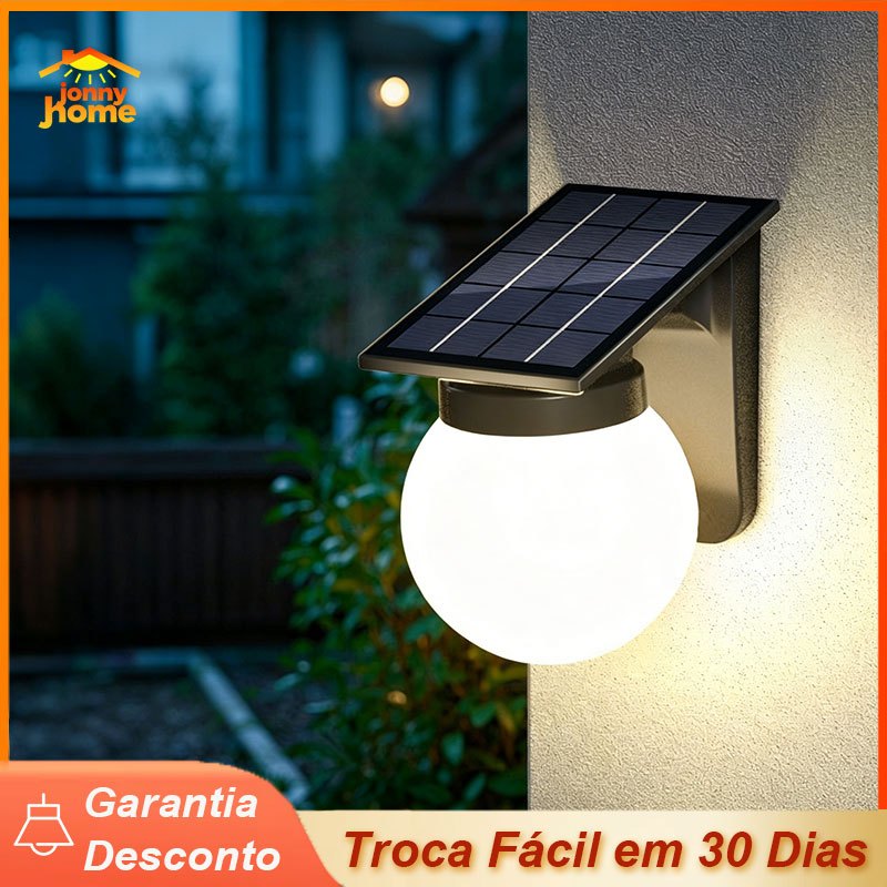 Arandela Externa Solar Sem Fio - Iluminação Ambiente LED À Prova D'água Decoração para Portão de Jardim