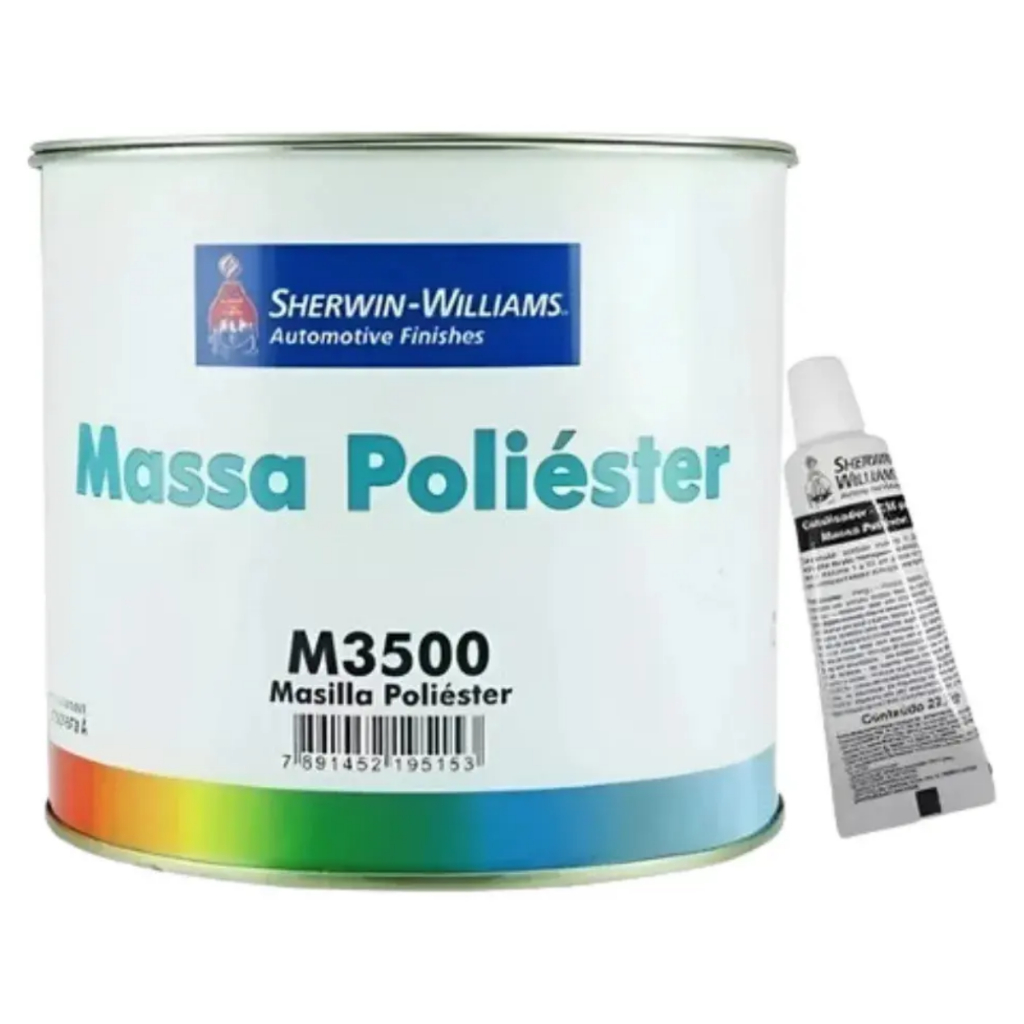 LAZZURIL MASSA POLIÉSTER M3500 1,5KG SHERWIN-WILLIAMS COM CATALISADOR NIVELAMENTO DE SUPERFÍCIES
