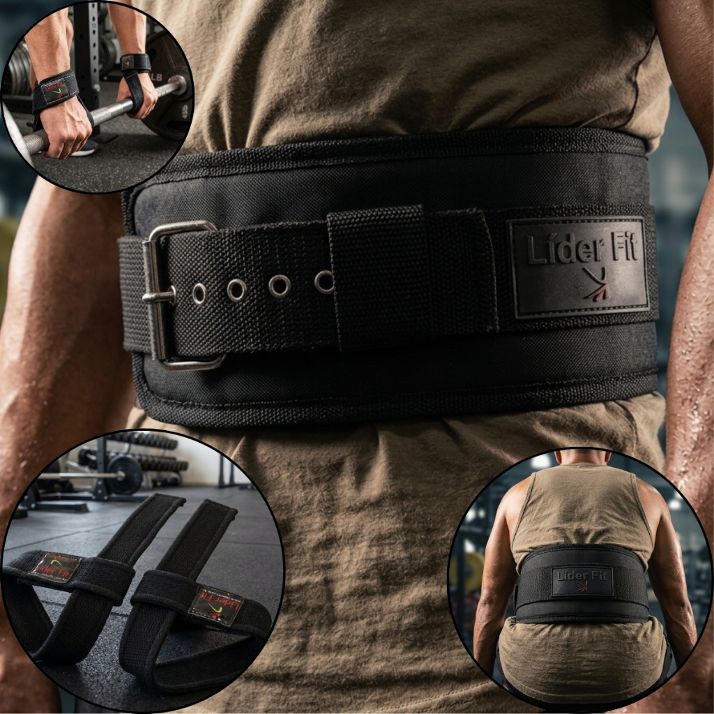 Cinto Musculação Para Agachamento Crossfit Profissional + Tala Strap Para Levantamento Peso Fitness