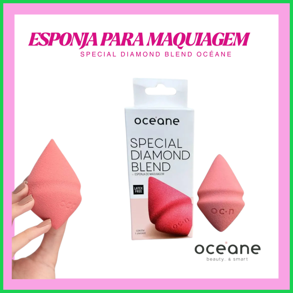 Esponja para Maquiagem Océane Special Diamond Blend Base e Corretivo Acabamento Natural
