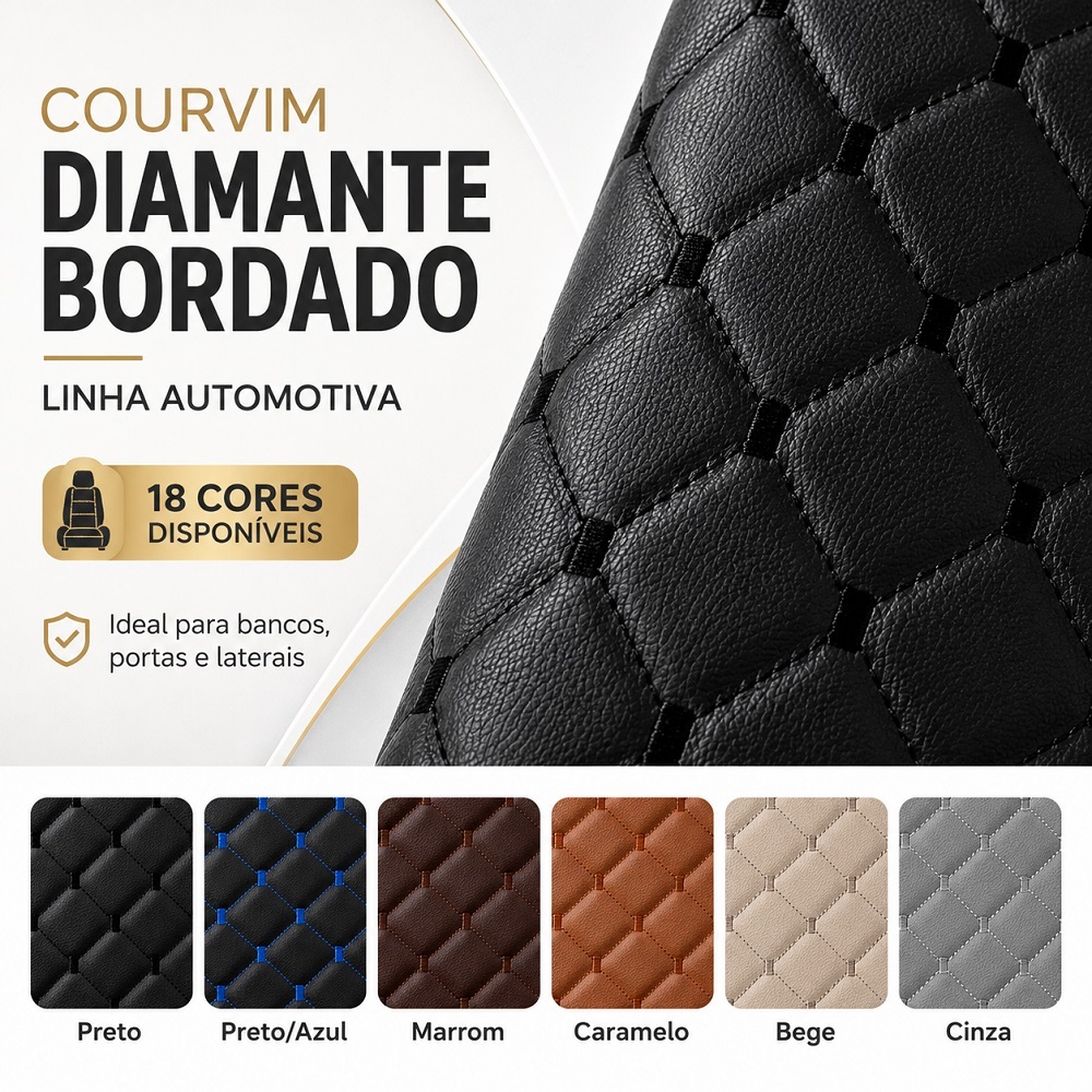 Courvin Automotivo Diamante Dublado 19 Cores Durabilidade e Design Elegante para Estofamento Automotivo