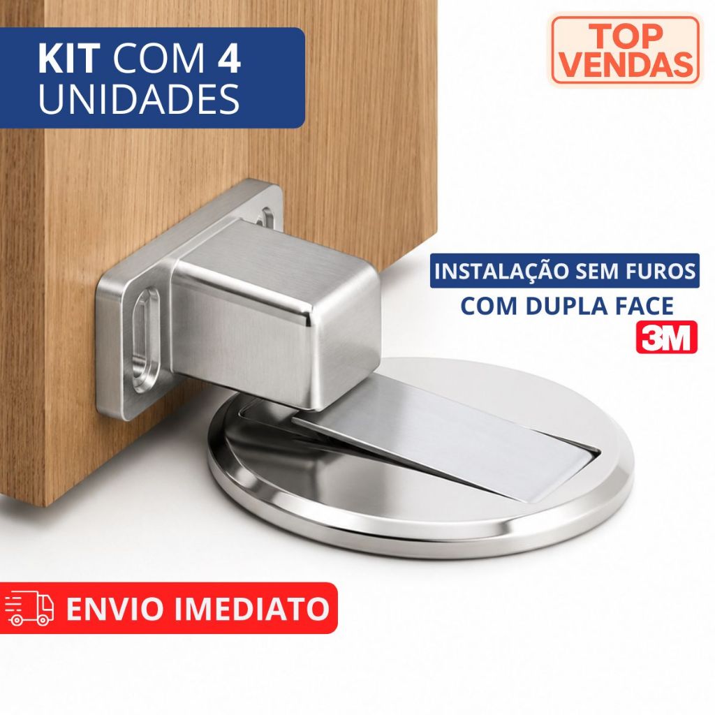 Prendedor Trava de Porta Magnético Slim Cromado