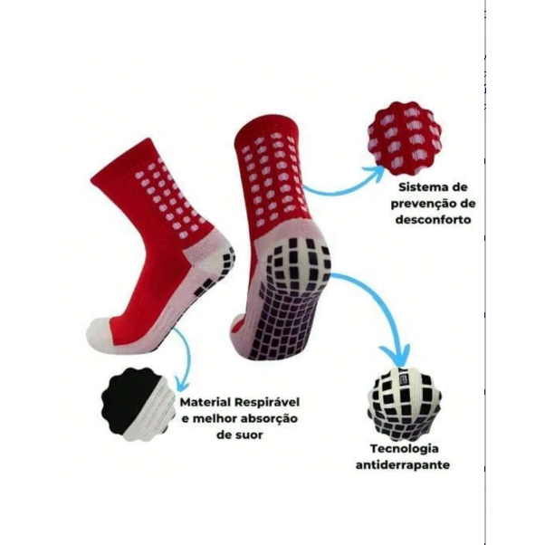PONTOXY  Meia Antiderrapante Futebol Futsal Tipo Trusox Anti Lesão (35/44) Ref: