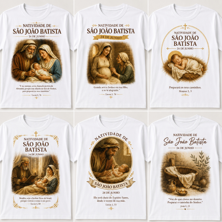 Camiseta Católica Natividade de São João Batista, Unissex • Fé • Devoção • 24 de Junho