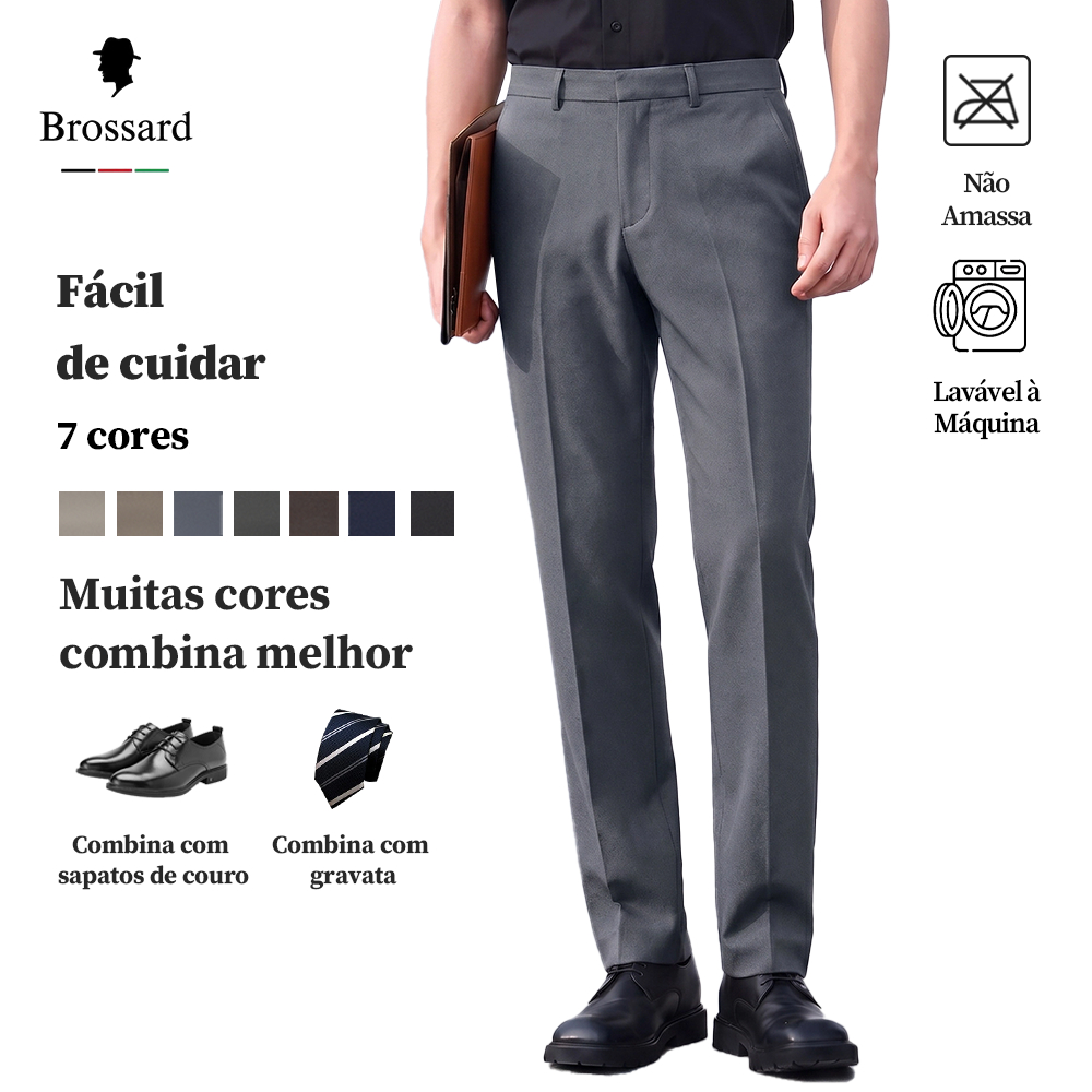 Calça Social Masculina Sarja Premium Não Amassa Respirável Para Casual e Trabalh