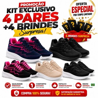 Kit 4 Pares Tênis Esportivos Feminino para Academia e  Corrida  Lazer 34 AO 39 envio imediato rapido