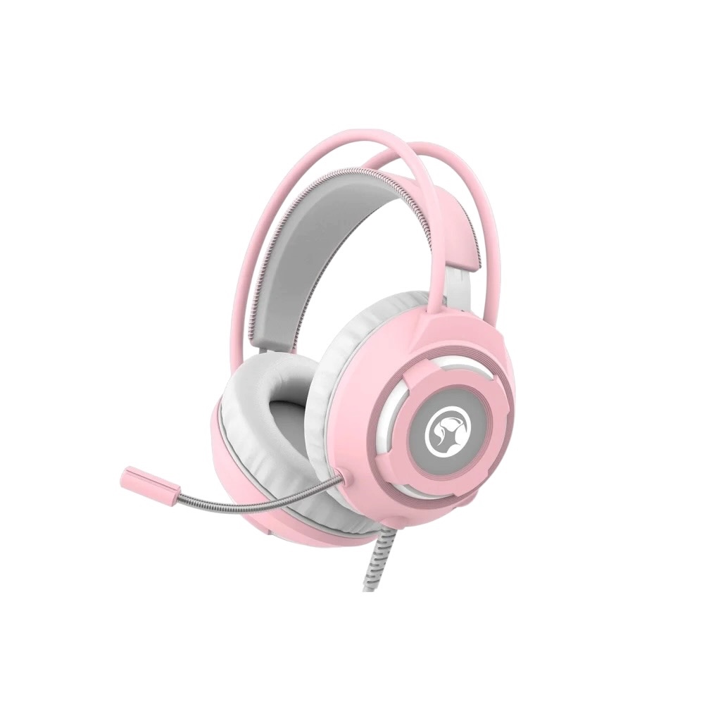 Headset Rosa HG8936 Gamer Pink USB PC Notebook Alta Performance Stereo Flexivel Ergonomico