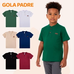 Kit Sortido 2 Camisetas Gola Padre Henley Menino - Elegância e Conforto