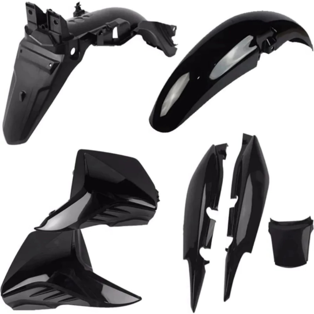Kit Carenagem Fan 125 2009 2010 2011 2012 2013 Preto + Paralama Traseiro ABS