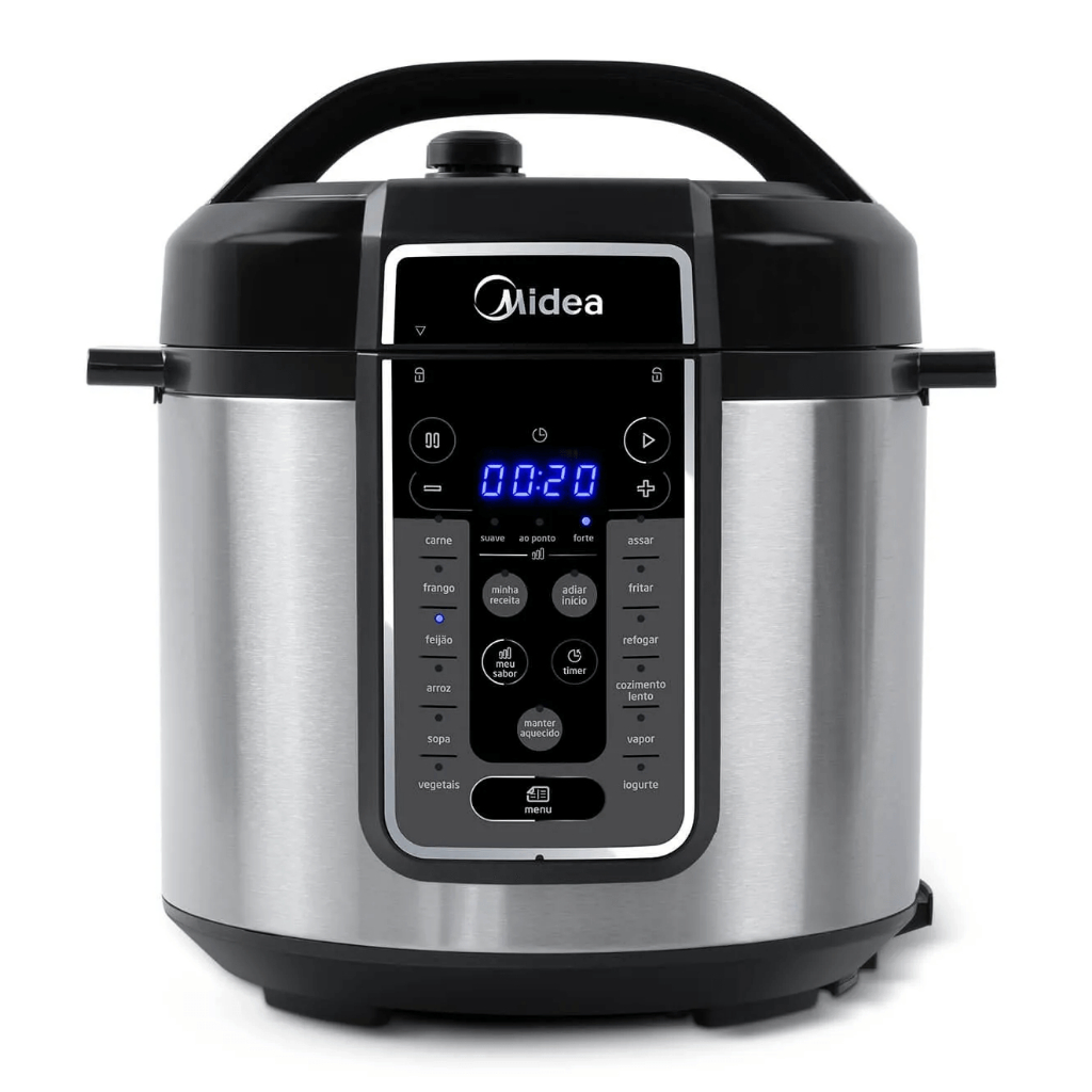 Panela de Pressão Elétrica Midea 6L Digital MasterSteam PPG70S2 Inox/Preto 220V