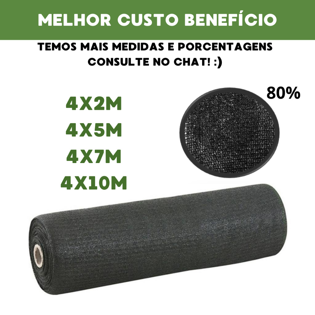 Tela Sombrite Sombreamento 80% Para Horta Jardim Estufa Orquidário Pergolado Piscina Até 12m