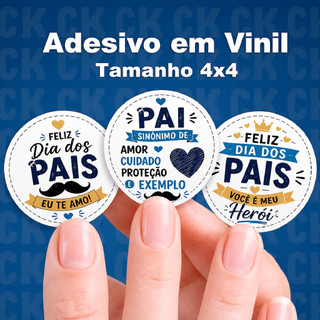 KIT Adesivos Etiqueta Feliz Dia dos Pais | Adesivo Cliente Dia dos Pais 4x4