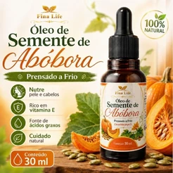 Óleo de Semente de Abóbora 30ml Fina Life 100% Natural Prensado a Frio Vitamina E Bem-Estar Diário