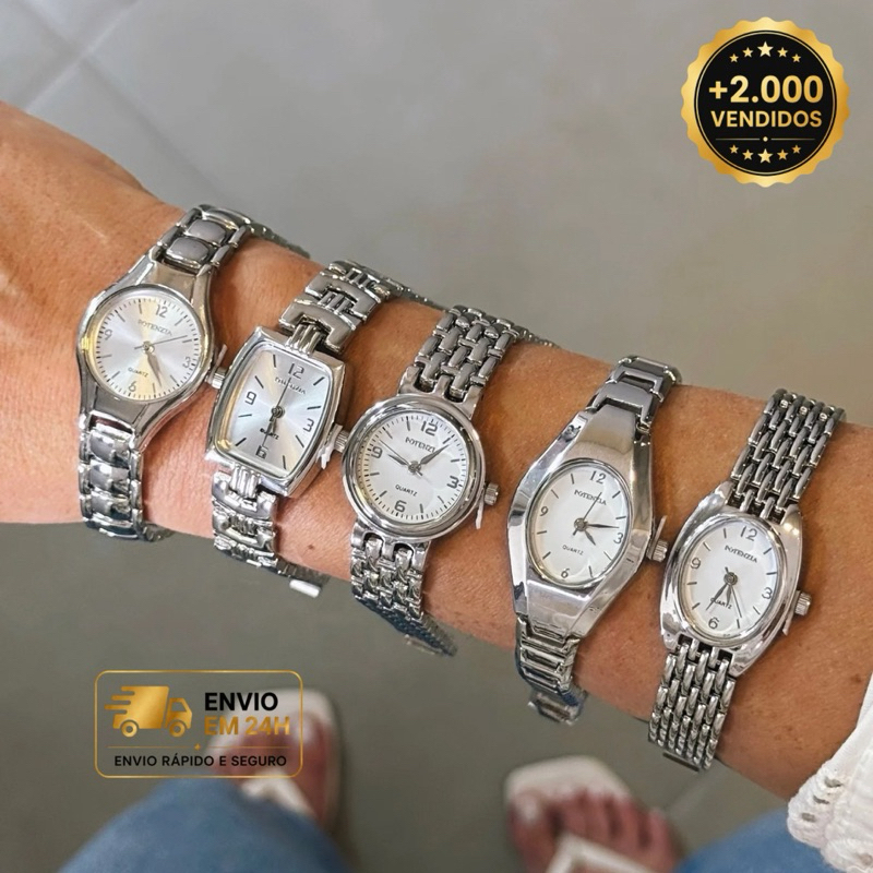 Relógio Feminino Luxo Redondo Presente Elegante À prova d’água Moda Blogueira Presente