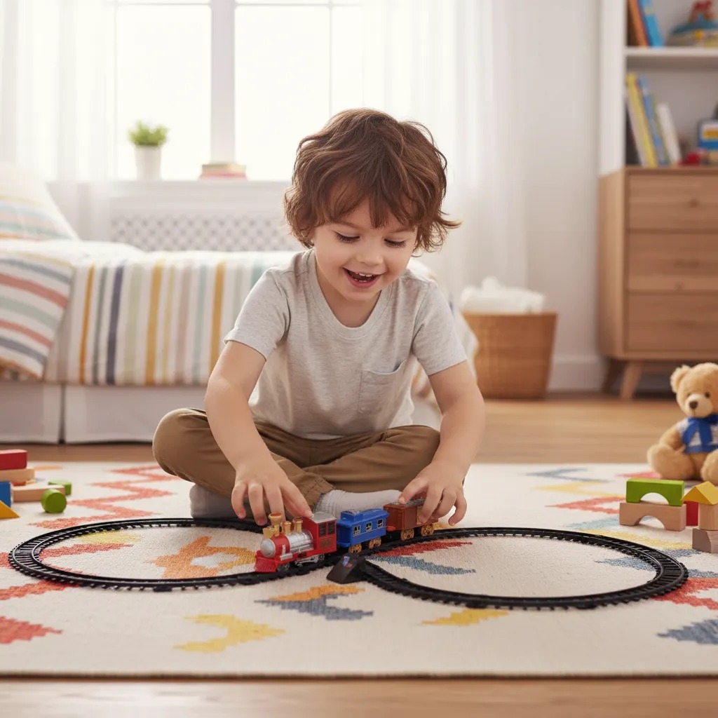 Trem Expresso Infantil Com Trilho Orbital 19 Peças Locomotiva Brinquedo Educativo Criança