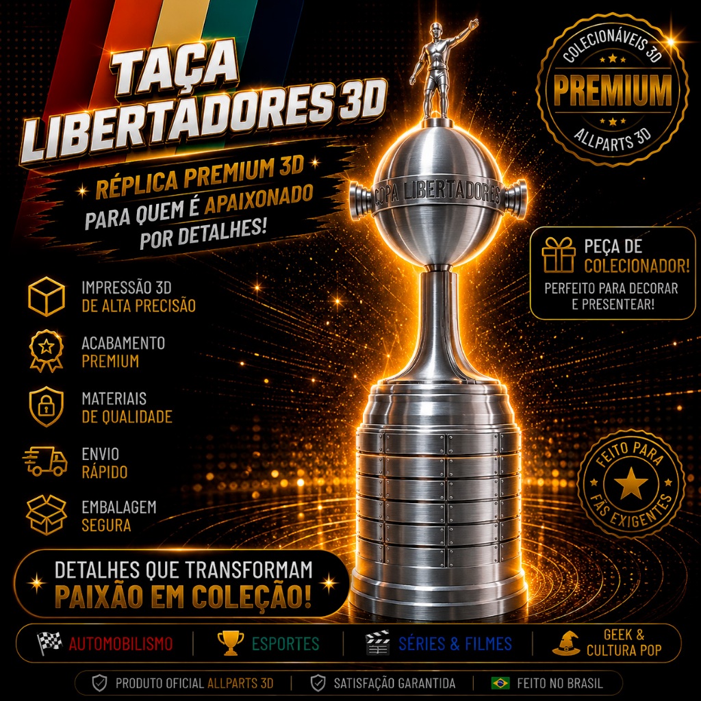🏆 Taça Libertadores 3D Gigante 38cm Réplica Premium Decorativa