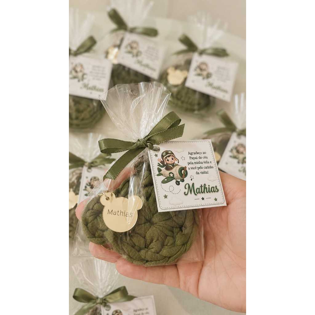 10 Chaveiros de ursinho de crochê personalizado com nome, embalagem e tag lembrancinha maternidade, aniversario