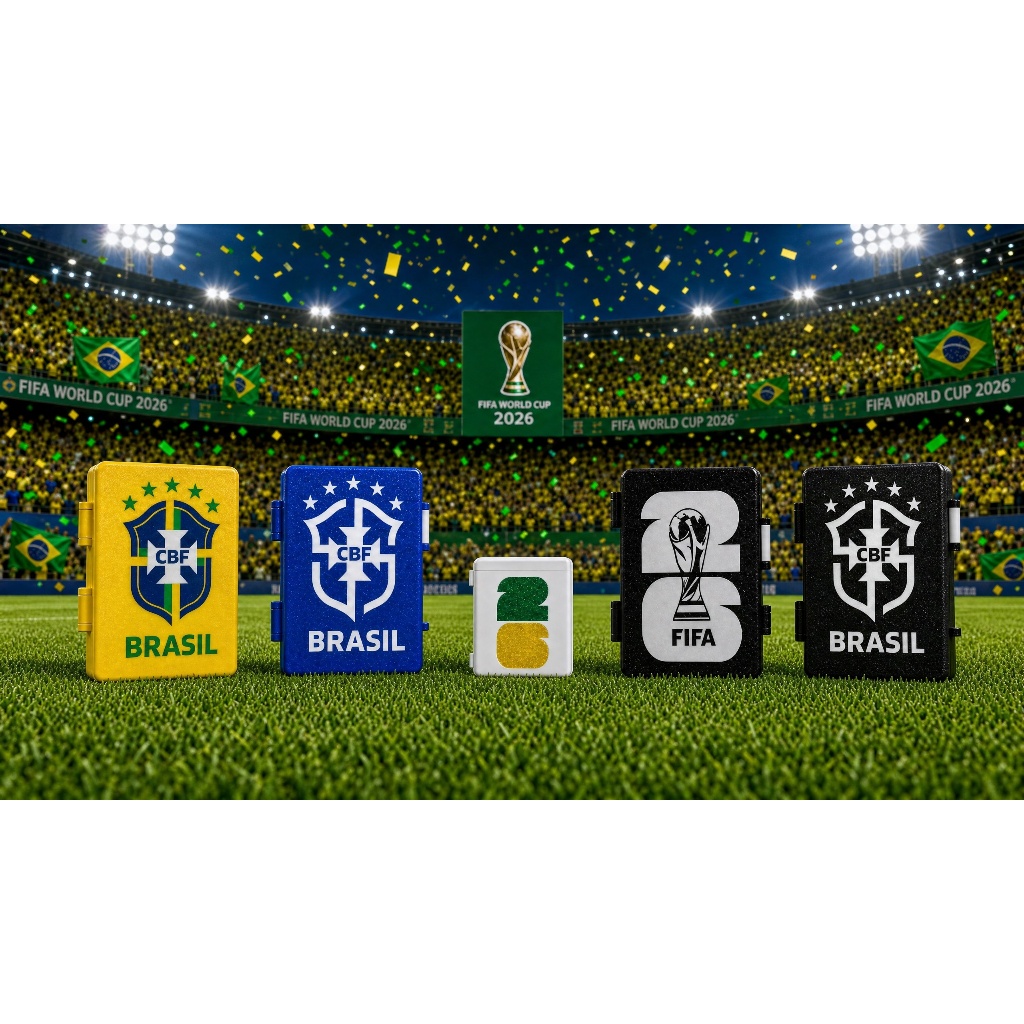 Porta Figurinha Álbum Copa do Mundo 2026 Caixa de Figurinha Estojo Organizador de Figurinha Pequeno e Grande