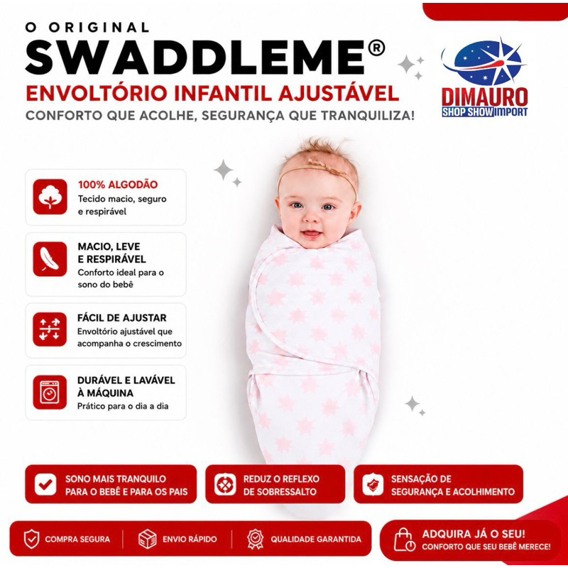 Cueiro SwaddleMe Original Envoltorio Infantil Ajustavel Bebe