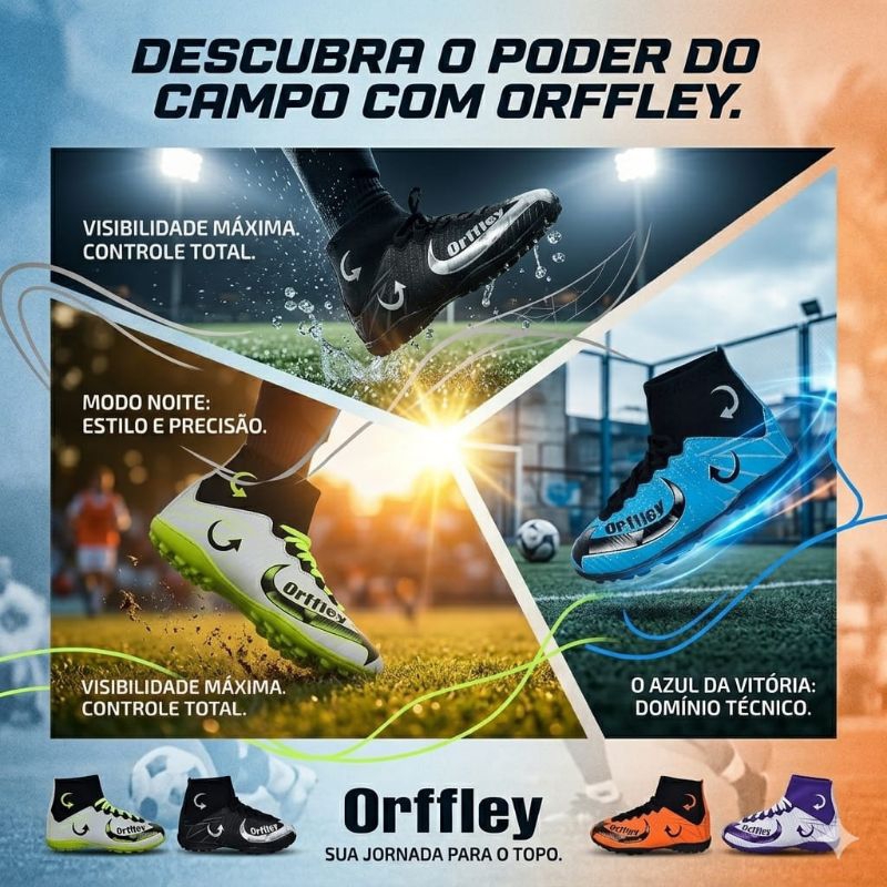 Chuteira Society Orffley Infantil Campo Resistente Leve e Confortável