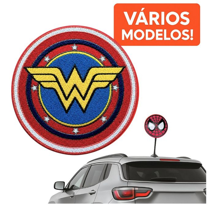Ponteira Enfeite Antena Super-heróis -  Batman - Superman - Mulher Maravilha - Flash - Carro e Moto