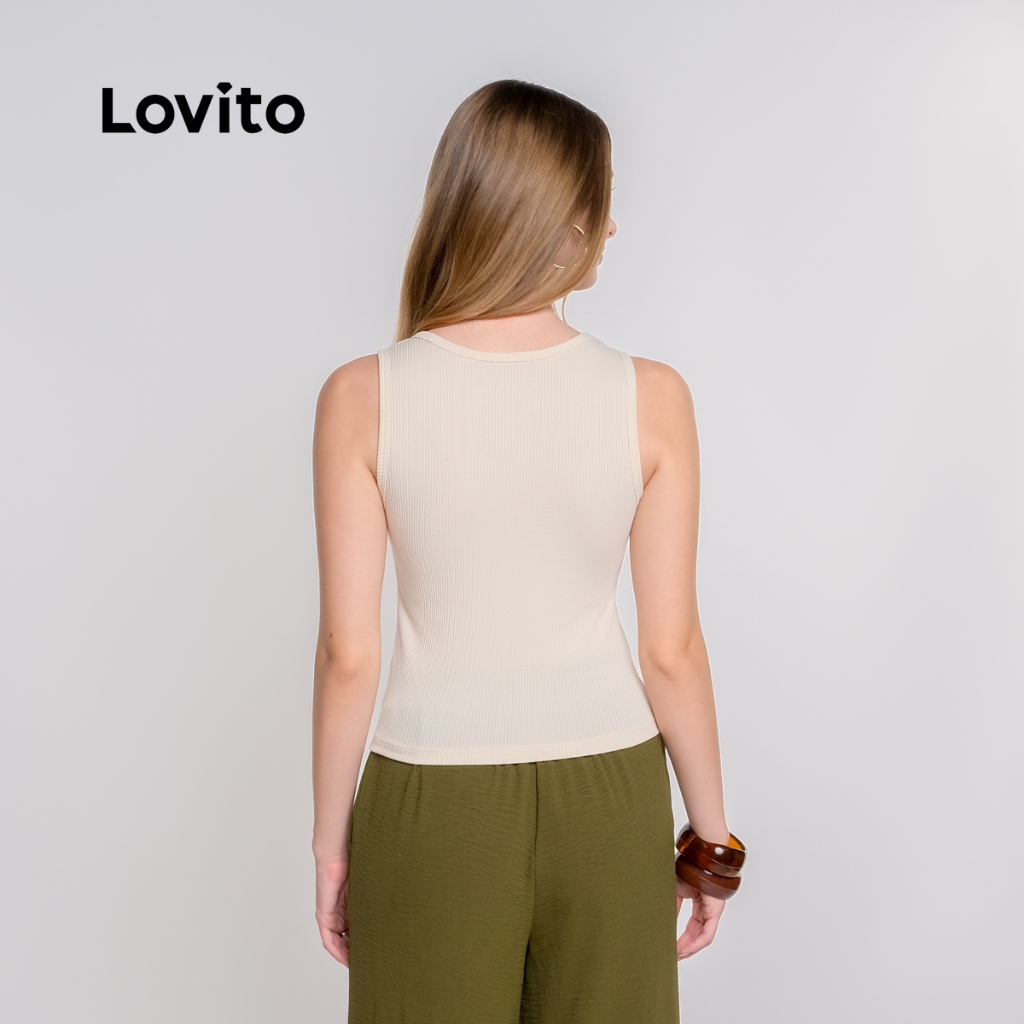 Lovito Regata Casual Feminina com Botões TKB16931723 · foto 2