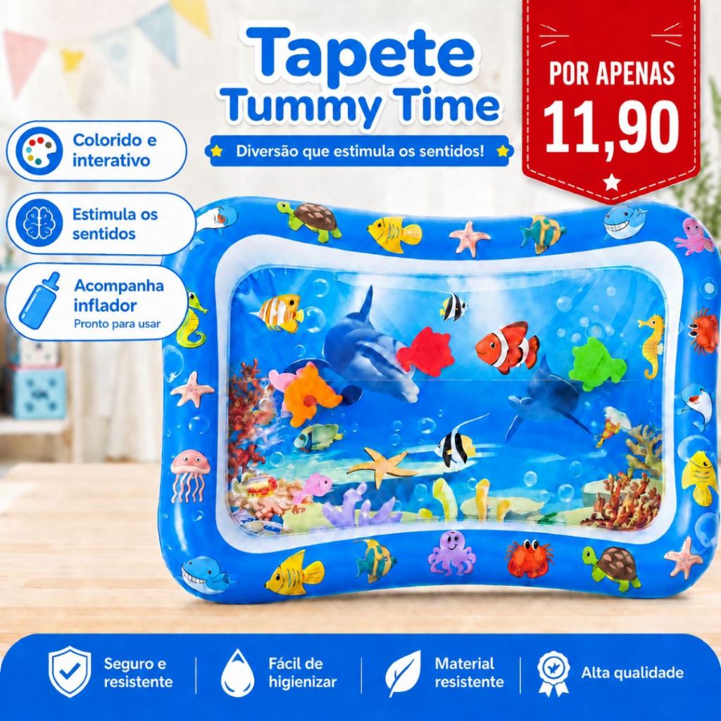 Tapete Inflável Água Atividades Sensorial Almofada Infantil Menino e Menina  Bebê Tummy Time