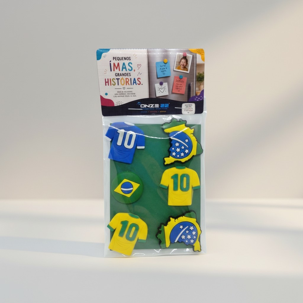 Kit 6 Imãs Decorativos Seleção Brasileira Emborrachados Fofo