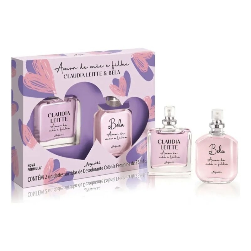 Kit Desodorante Colônia Feminino Jequiti Amor de Mãe e Filha Claudia Leitte e Bella 25ml