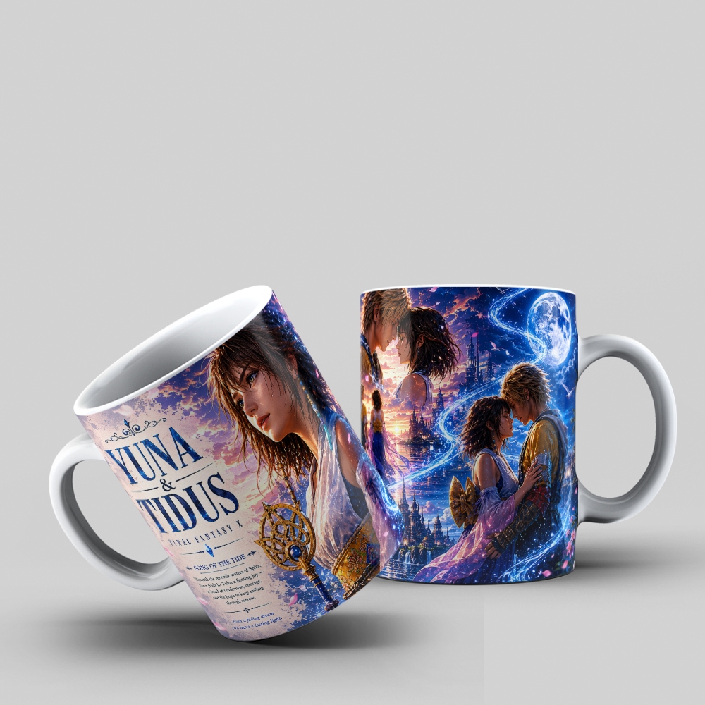 Caneca Final Fantasy X Yuna Tidus Jogo RPG Geek Top Casal
