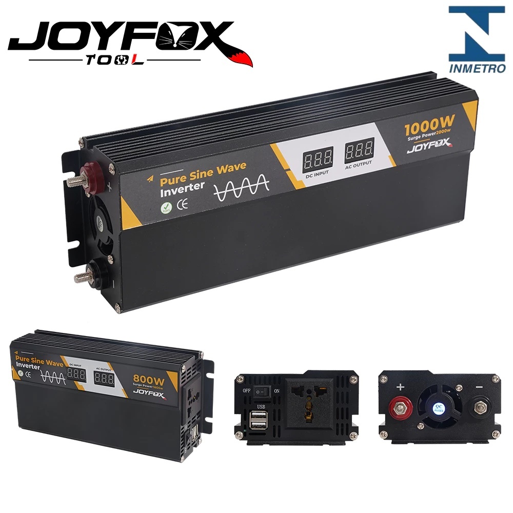 Inversor Energia Onda Senoidal Pura 800W 1000W 12v Para 120V 220V USB Conversor Transformador Tensão