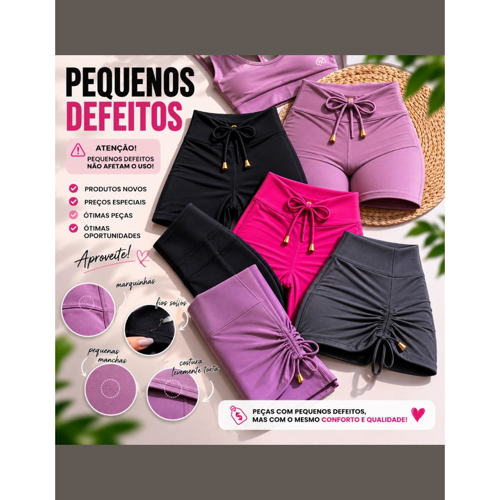 Pequenos Defeitos Peças Fitness Calças, Top, Shorts, Macaquinhos e Macacão, short Anágua