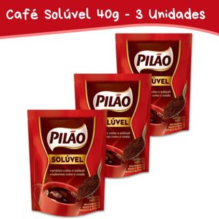 Café Solúvel Pilão 40g Kit com 3 Unidades | Café Forte, Café Instantâneo