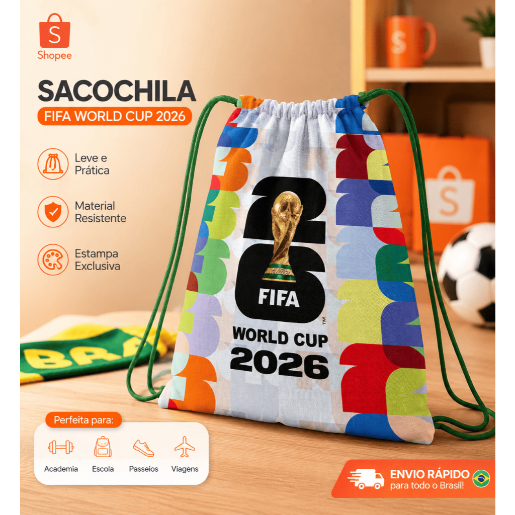 Mochila Esportiva – Estampa Copa do Mundo 2026
