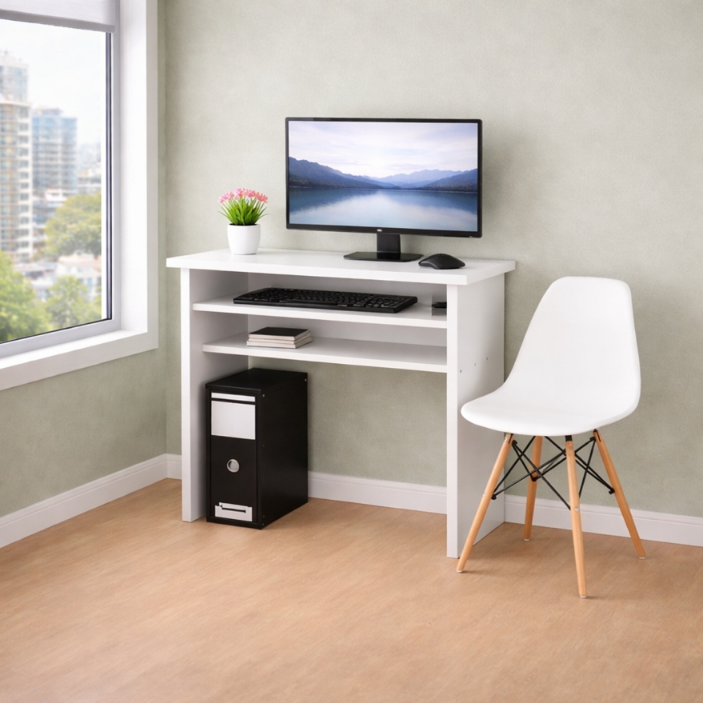 Mesa Para Informática Com Suporte Teclado Gaveta Funcional + Cadeira Confortável Oferta