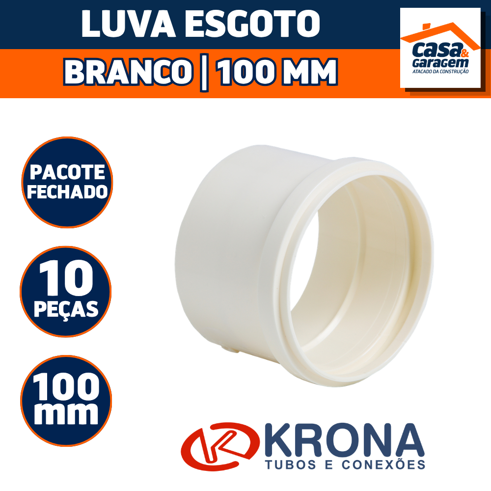 Kit Com 10 Luva Esgoto 100mm 647 Krona