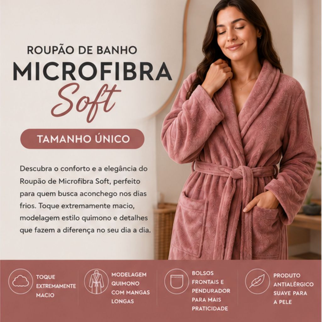 Camesa - Roupão Microfibra 180 g/m² Vinho Masculino e Feminino Macio com Bolsos e Cinto