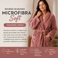Roupão Divertido de Banho Feminino Masculino Microfibra 180g/m² Vinho Macio Bolsos Cinto Camesa