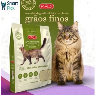 OFERTA Areia Sanitária Higiênica Biodegradável Grãos finos de Milho e Mandioca absorvente para Gatos 100% Natural Kadi
