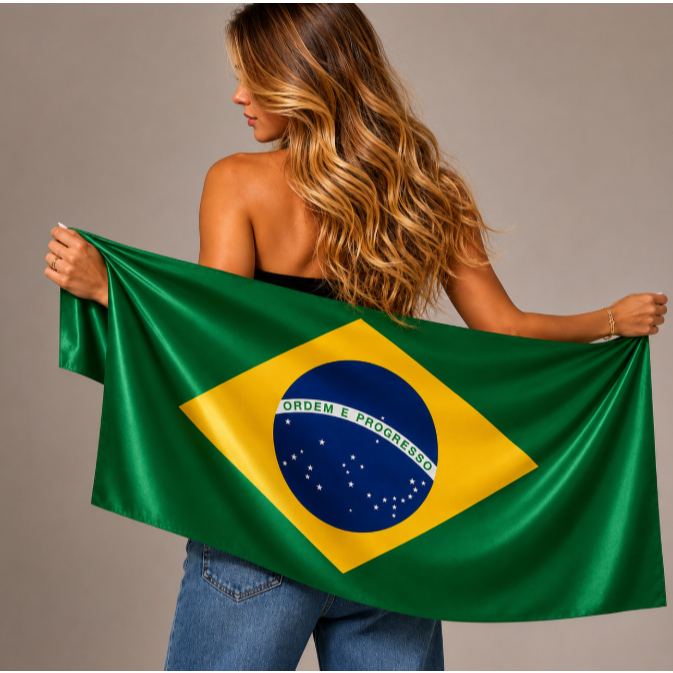 Bandeira Do Brasil Verde Amarela Decorativa Torcida Brasileira Copa Do Mundo Cetim Premium Lançamento