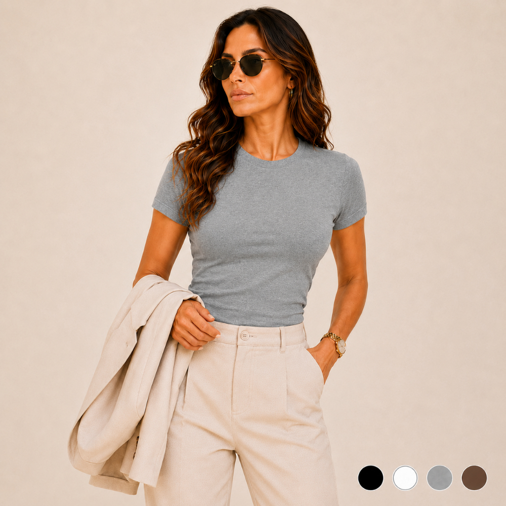 Camiseta Baby tee Blusa Feminina Manga Curta Fit Slim Blusa Baby Look Basica dia a dia T-shirt Academia