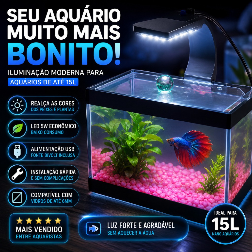 Luminária LED Curva Ultraslim - Aquários Pequenos até 15L