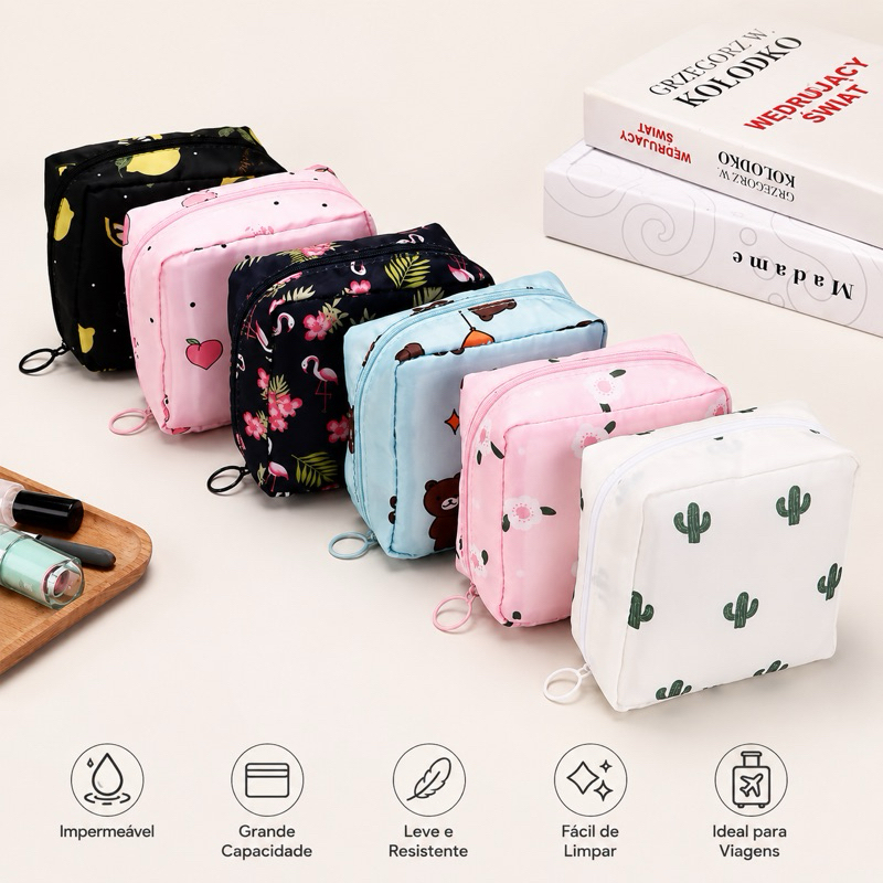 Bolsa Nécessaire Guarda Absorvente Treco Objeto Guarda Volume Viagem...