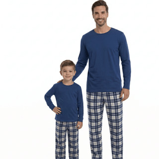 Kit 2 Pijama Longo Pai e Filho Xadrez Luxo Básico Super Herói- Escolha Sua Estampa