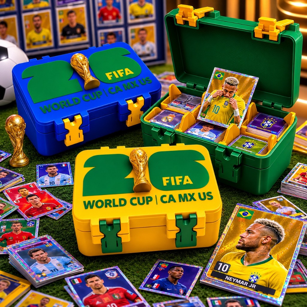 Box Figurinhas - Porta Figurinha - Copa do Mundo 2026 - Dispenser Figurinha Album