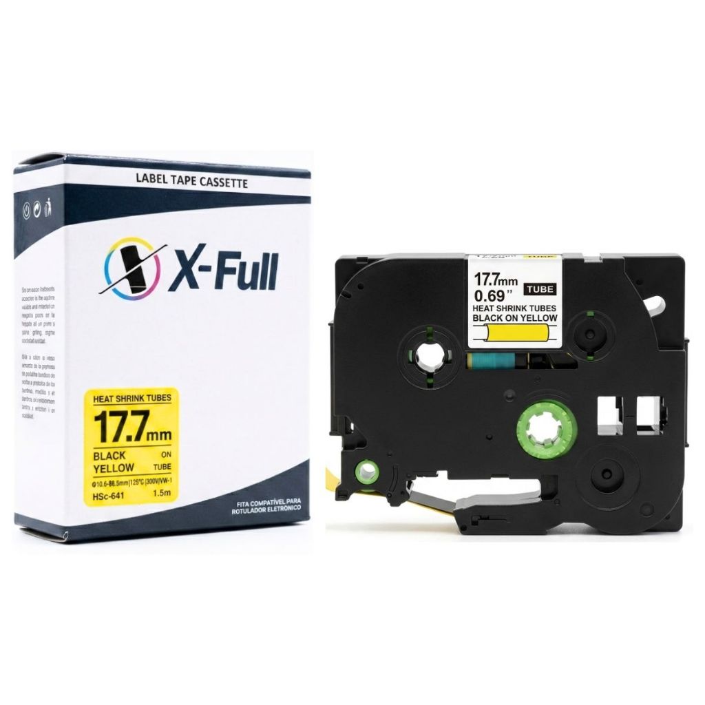 Fita Compatível HSC-641 HSE641 17.7mm 1.5m Preto No Amarelo Termoretrátil Para Rotuladora PT-E550WVP PT-E550 PT-P900W