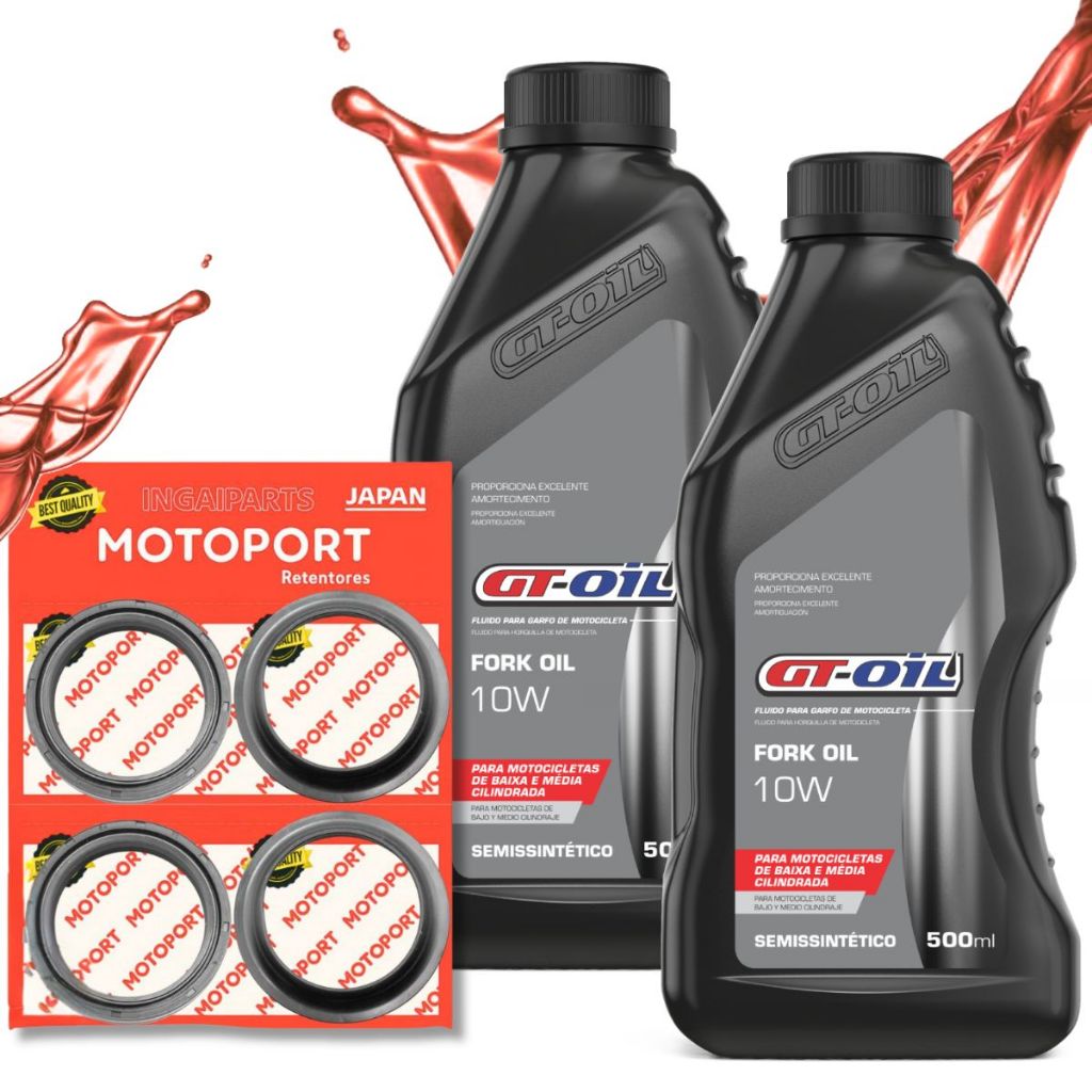 Kit Óleo de Bengala Cbr 1000rr Fireblade / Cb 1000r 1 Litro Gt Oil + Retentores e Guarda Pó