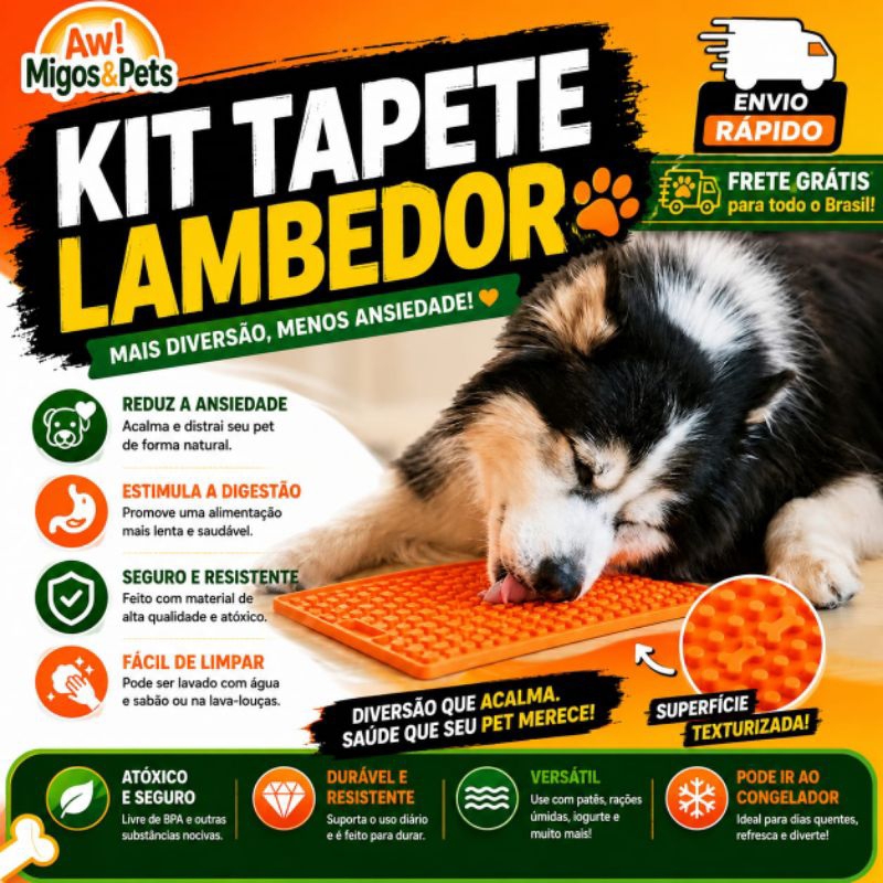 Tapete Lambedor Inibidor de Ansiedade Silicone,Cães E Gatos Grande com Ventosa Comedouro Lento Pet