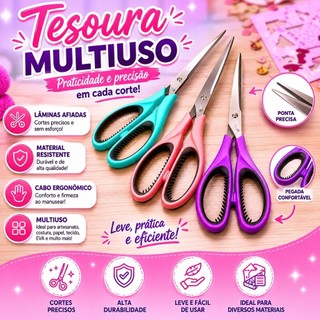 1 Tesoura Grande em Aço Inoxidável Colors Quality 20cm