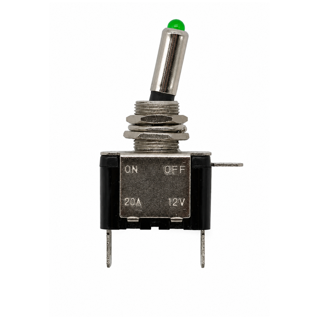 Chave Botão Caça Liga/Desliga ASW-07D Tic Tac 12V 20A LED Verde 3T
